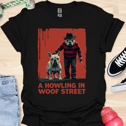 A Howling at Woof Street - Halloween - V1 - Frenchie and Bulldog T-Shirt